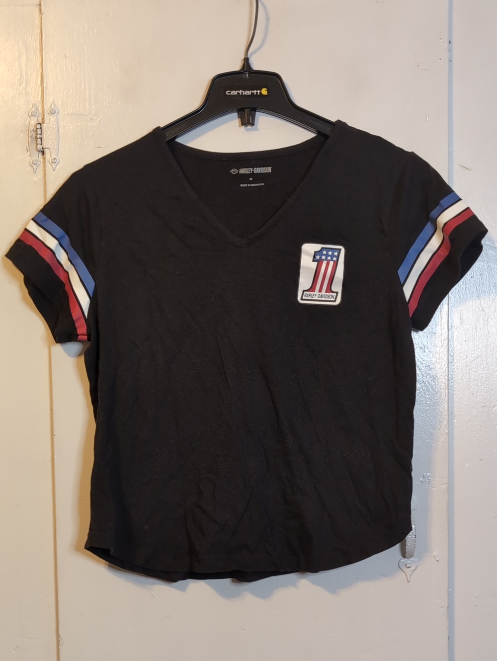 Harley Davidson V-Neck Cropped tee womens medium